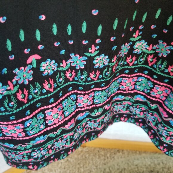 Soma Black Maxi Dress Size XL Stretch Knit Embroidered Hem High Waist - Picture 4 of 9